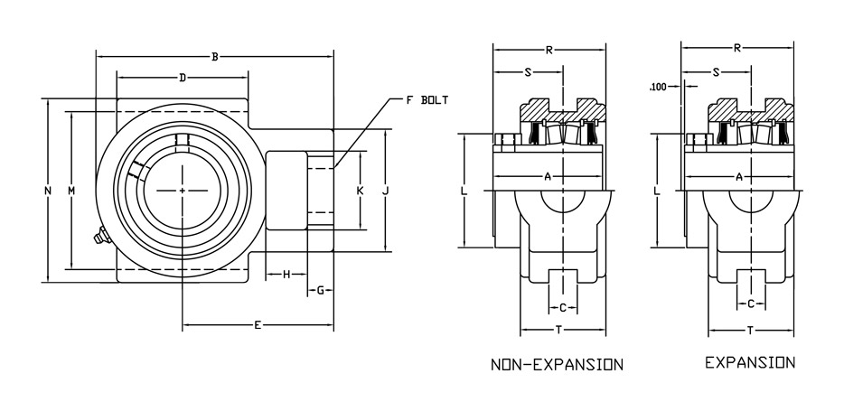 r2000 bearing wide slot take-up diagram